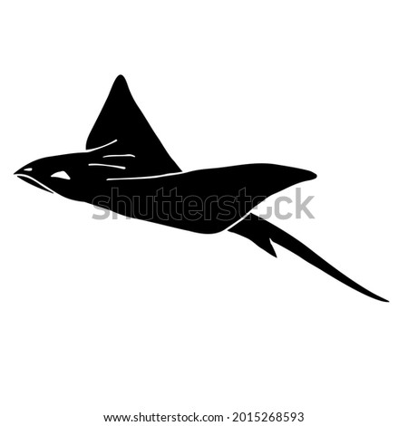 Vector hand drawn doodle sketch black devil fish skate fish isolated on white background
