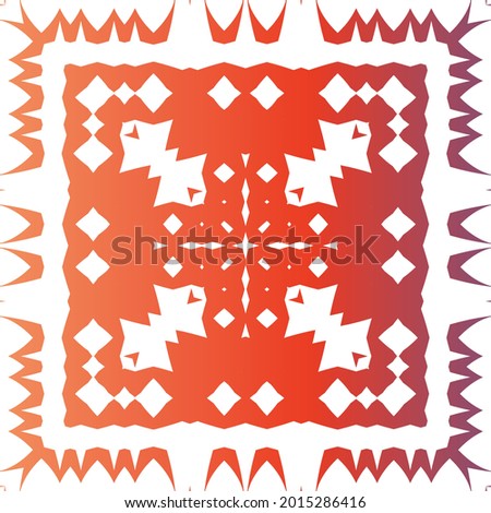Decorative color ceramic talavera tiles. Geometric design. Vector seamless pattern texture. Red folk ethnic ornament for print, web background, surface texture, towels, pillows, wallpaper.