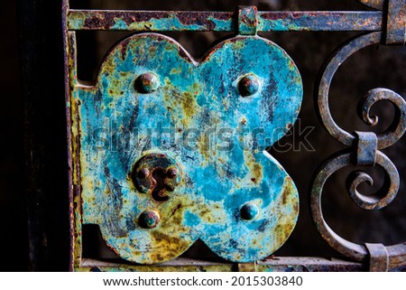 Original wrought iron lock on castle in Piedmont, Italy