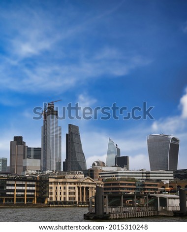 A view across the River Thames to the skyline of London
