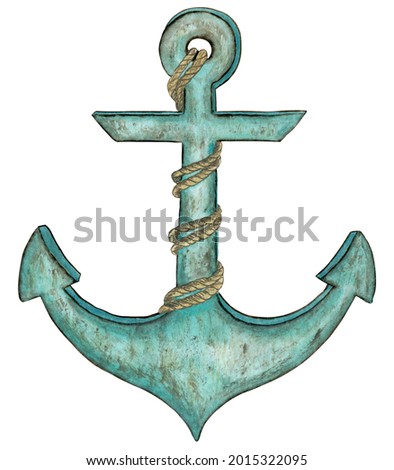 Watercolor blue anchor clipart