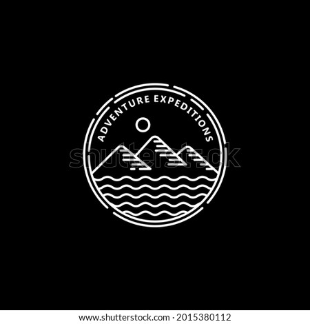 Adventure mountain expeditions stamp logo design