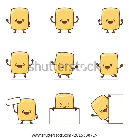 cute tteokbokki cartoon. with happy facial expressions and different poses, isolated on a white background