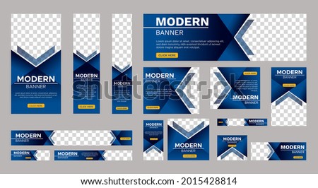 Abstract banner design web template Set, Horizontal web banner. Modern Gradient Blue cover header background for website design, Social Media Cover ads banner, flyer, invitation card. Vector EPS 10