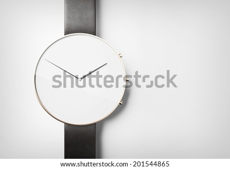 Modern watch with grey leather belt