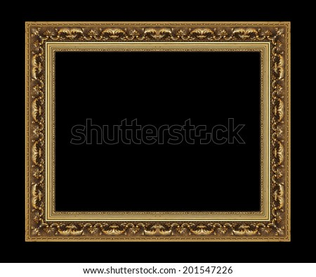 Picture Frame antique isolated on black background.