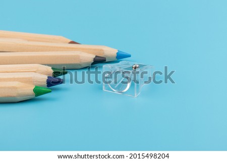 Stationery, supplies for school, work in the office and creativity, transparent pencil sharpener with a metal blade 