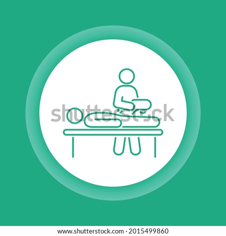 Physiotherapy color button icon. Rehabilitation, therapy concept. Injury treatment. Isolated vector element. Outline pictogram for web page, mobile app, promo.