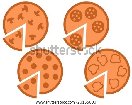 Four varieties of pizza