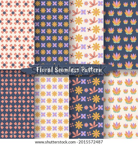 Set Of Vintage Floral Seamless Pattern For Design And fashion Prints