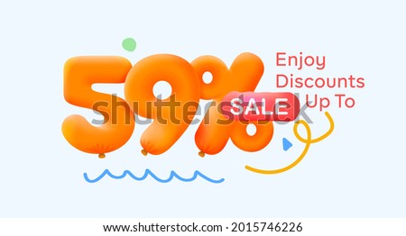 Special summer sale banner 59% discount in form of 3d yellow balloons sun Vector design seasonal shopping promo advertisement illustration 3d numbers for tag offer label Enjoy Discounts Up to 59% off