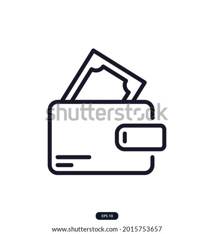 wallet Icon. Finance Icons. Money Related Vector Line Icons. Contains such Icons as Wallet, bank, Bundle of Money, Hand with a Coin, and more.  eps 10 Royalty-Free Stock Photo #2015753657