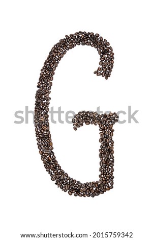 The Letter G made from Coffee Beans