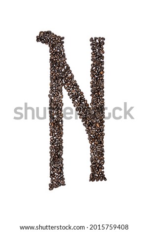 The Letter N made from Coffee Beans