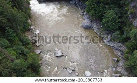 Views on waterfall in Carpathian mountains 