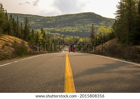 QUEBEC CANADA: Road Trip in Camper Van at Sunset  Royalty-Free Stock Photo #2015808356
