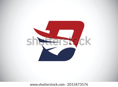 Initial D monogram letter alphabet with Eagle head negative space symbol. Creative Eagle head vector illustration. Modern logo design for business, and company identity.