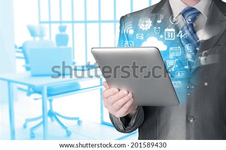 Business man using tablet PC