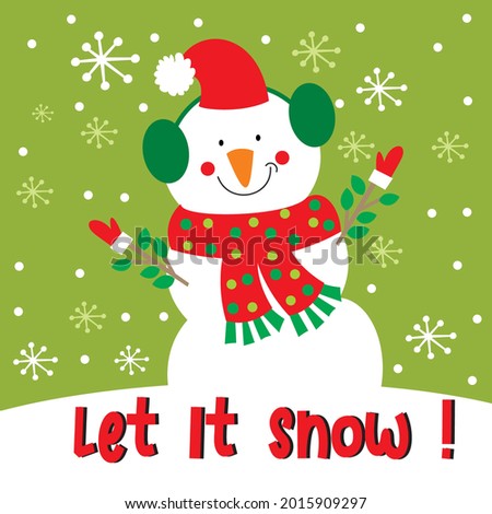Cute snowman for christmas card, gift bag or box design