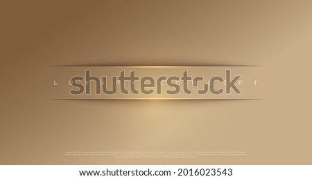 Vector abstract golden luxury backgrounds with light effected geometric graphic elements, cuts, stripes, lines, rounds for poster, flyer, digital board and concept design. Royalty-Free Stock Photo #2016023543