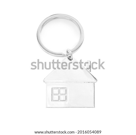 House shape keychain on white background