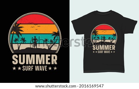 Summer T-shirt Design " Summer surf wave "