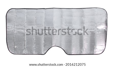 Sunshade for windshield, car sun reflector isolated on white background Royalty-Free Stock Photo #2016212075