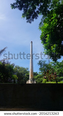 Magelang city military academy monument image, located at the top of Mount Tidar. Royalty-Free Stock Photo #2016213263