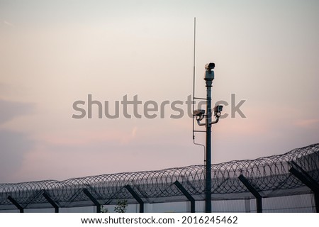 Border protect video system. video, infrared and thermal camera Royalty-Free Stock Photo #2016245462