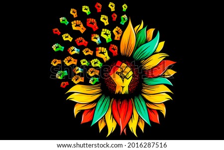 Sunflower  and hand American pride vector