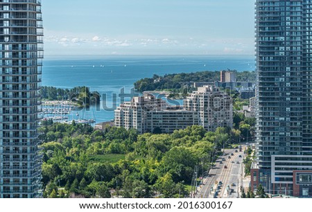 A view of the condominiums on the Lake Ontario in Toronto, Canada.