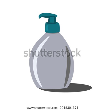 Liquid Soap  bottle with Dispenser. Hand Cleaning , Disinfectant, Hygiene Concept Flat Design on White Background.