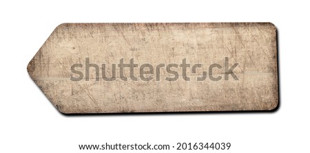 wooden blank sign on a white background with clipping path