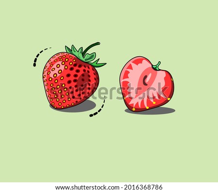 A set of cartoon type strawberry illustration. 