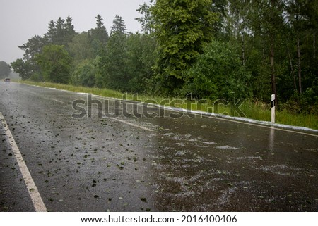 Road during storm Hail thunderstorm climate