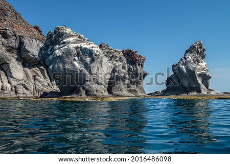Volcanic mountains at isla coronado in loreto Baja California Sur Mexico in the sea of cortes Royalty-Free Stock Photo #2016486098