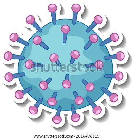 Sticker design with coronavirus or virus sign isolated illustration