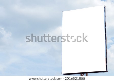 blank white billboards for advertising and promotional templates, cloudy blue sky background
