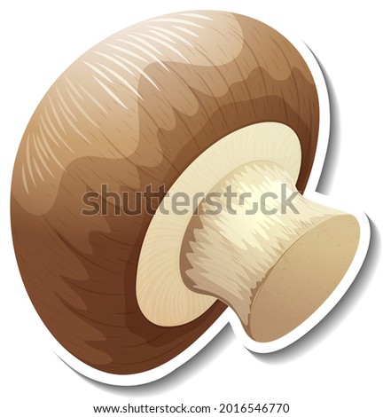 Champignon mushroom sticker on white background illustration