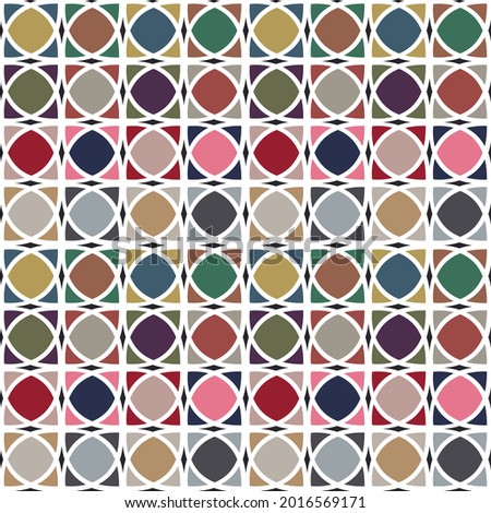 Seamless vector pattern. Background texture in geometric ornamental style. Abstract colorful circle vector pattern.