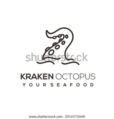 Octopus Logo Line Art Retro Illustration