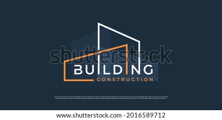 Building logo for construction company, printing with modern concept Premium Vector