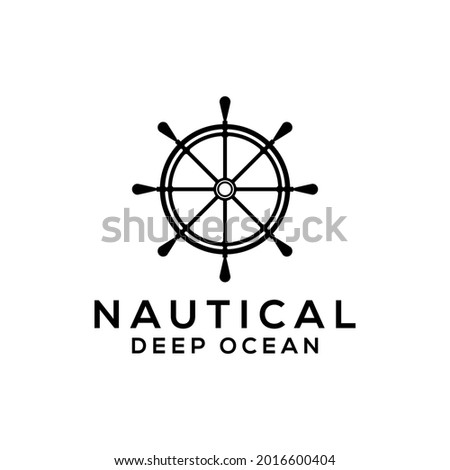 Ship wheel on white background. Nautical icon design.