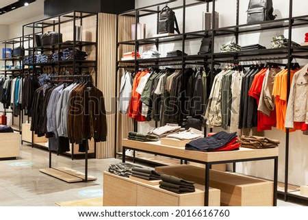 Interior of a men's clothing store. Style and fashion. Royalty-Free Stock Photo #2016616760