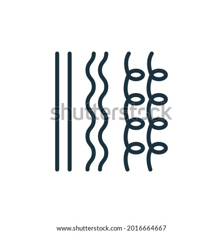 Types of Hair Line Icon. Curly, Straight and Wavy Hair Linear Pictogram. Classification of Texture and Shape Follicle Outline Icon. Editable Stroke. Isolated Vector Illustration. Royalty-Free Stock Photo #2016664667