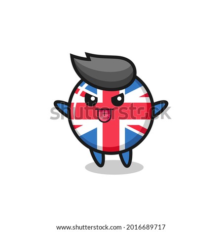 naughty united kingdom flag badge character in mocking pose , cute style design for t shirt, sticker, logo element