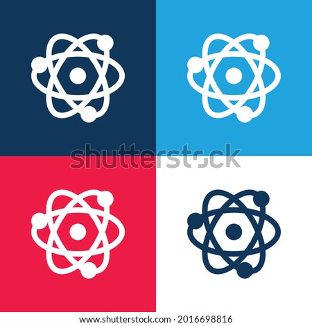 Atom blue and red four color minimal icon set