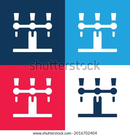 Beer Tap blue and red four color minimal icon set