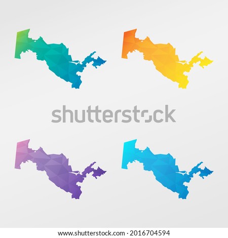 Uzbekistan Low Poly Map Clip Art Design. Geometric Polygon Graphic National Icon. Vector Illustration Symbol.