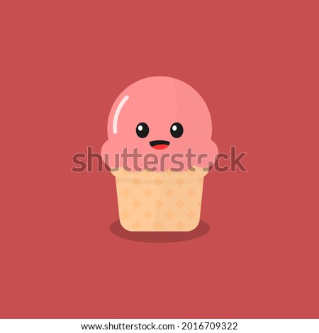 Cute ice cream kawaii style design
